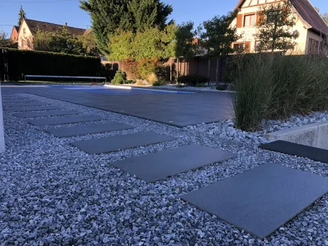Passe pied et terrasse en dalle grès céramique